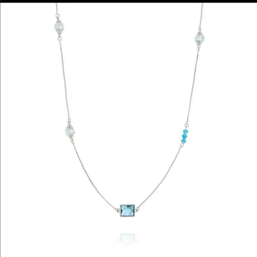 Swarovski authentic Crystals aqua marine color White Rhodium Plated